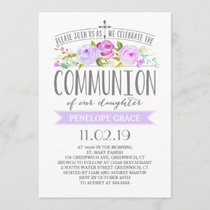 Bannière Rose  Invitation à la communion de filles