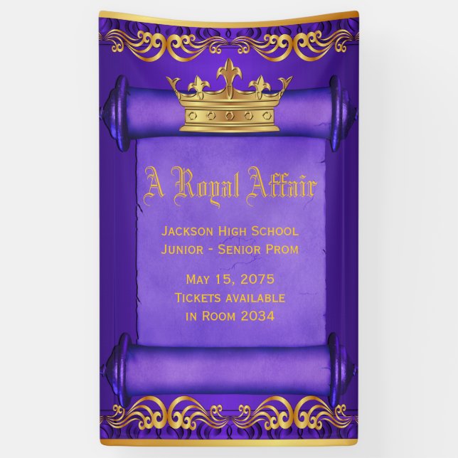 Bannière royale de la couronne en or violet (Vertical)