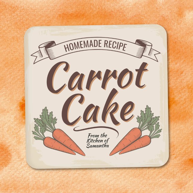 Bannière Ruban - Autocollant d'étiquette de Carott (Ribbon Banner - Vintage Carrot Cake Label Sticker)