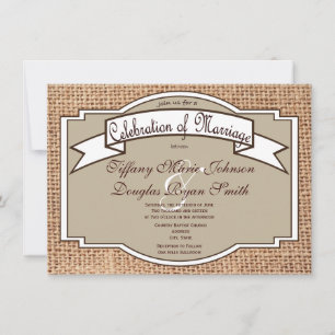 Bannière Rustique Burlap Imprimer Invitations Mari