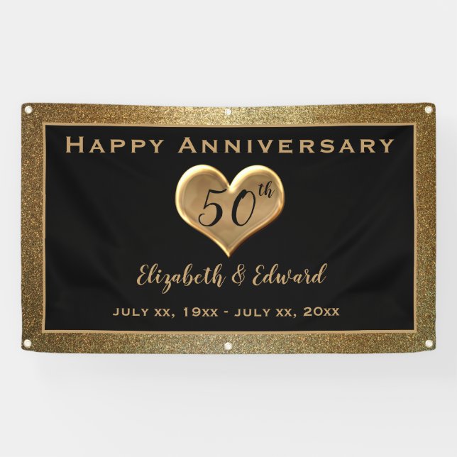 Bannière suspendue - 50e anniversaire de mariage d (Horizontal)