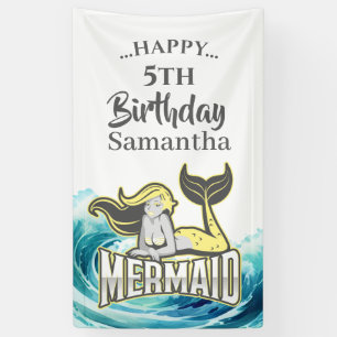 BANNière THÈME JAUNE DE SURF POUR FÊTE DE LA SIREN