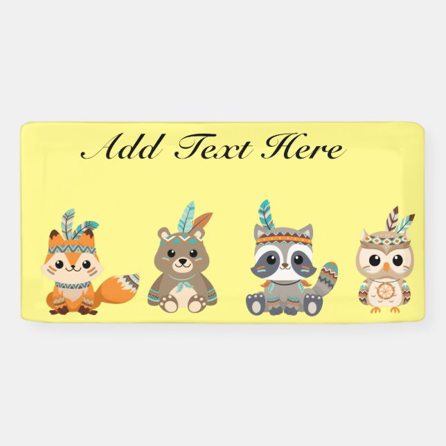 Bannière Tribal Woodland Animaux (Horizontal)