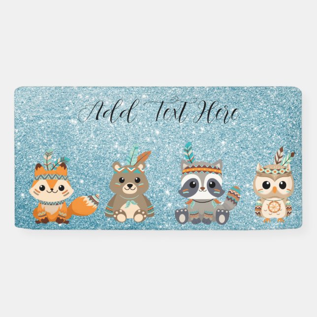 Bannière Tribal Woodland Animaux (Horizontal)