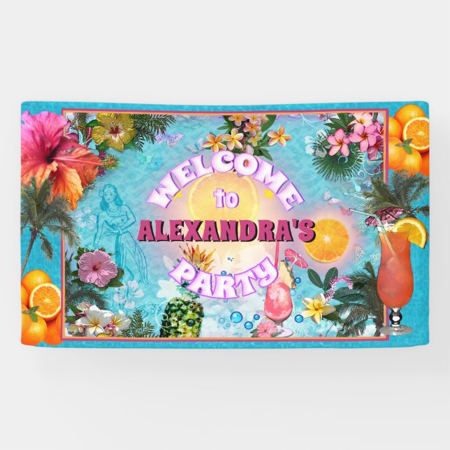 Bannière Tropical Party (personnalisable) (Horizontal)