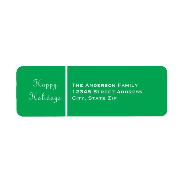 Bannière verte Joyeuses Vacances - étiquette d'adr (Devant)