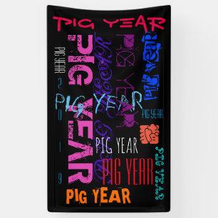 Bannière verticale de l'année 2019 des cochons e
