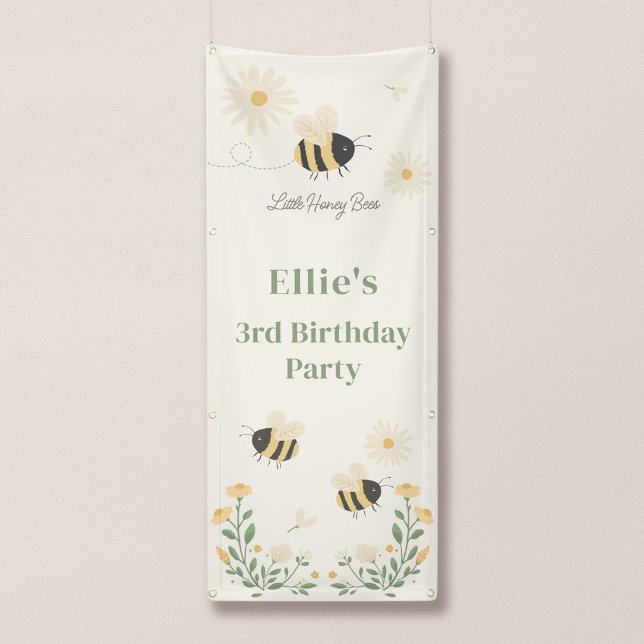 Bannière verticale pour l'anniversaire des Petites (Wildflower Meadow - Bumble Bee Vertical Birthday Banner (3.5 x 6'))