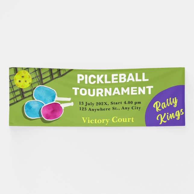 Bannière vibrante de tournoi de Pickleball (Horizontal)