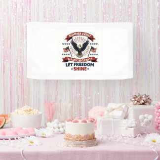 Bannière vintage du 4 juillet – Aigle rétro et BBQ