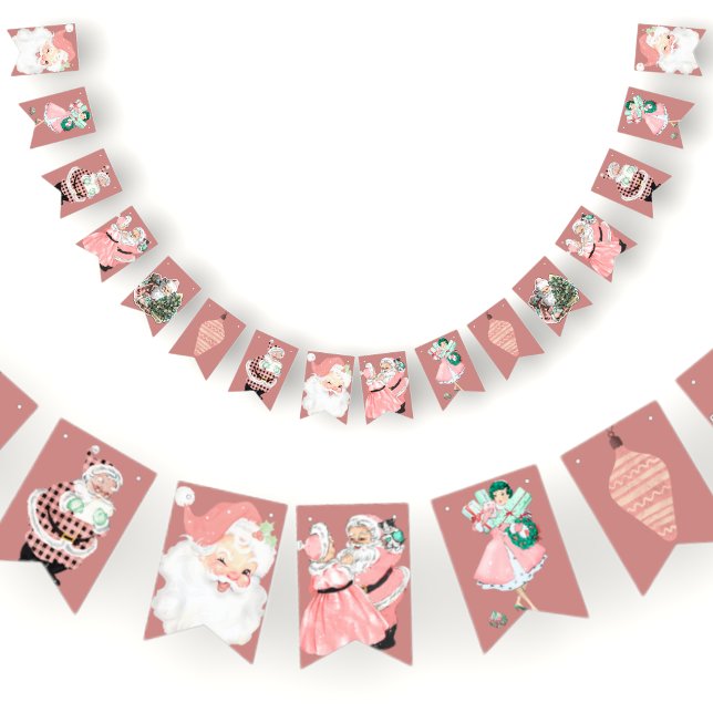 Bannière vintage Pink + Rose Gold Christmas Buntin (Créateur téléchargé)