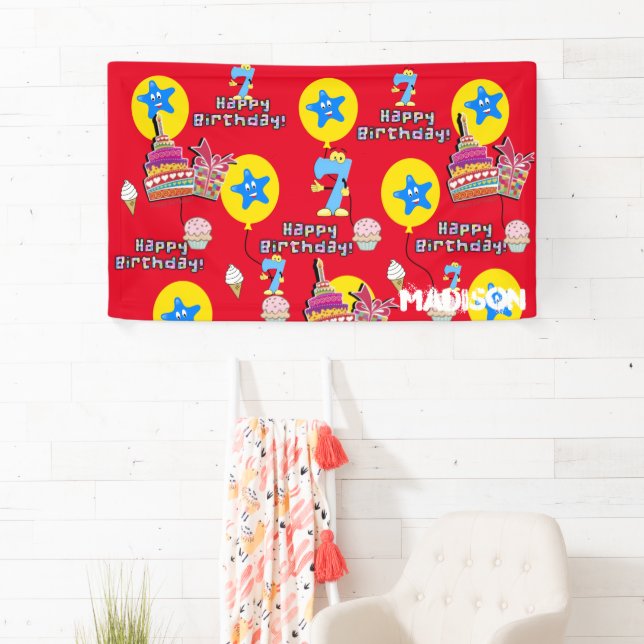 Bannière Vinyl, Bannière Joyeuse 7ème Anniversaire (En situation)