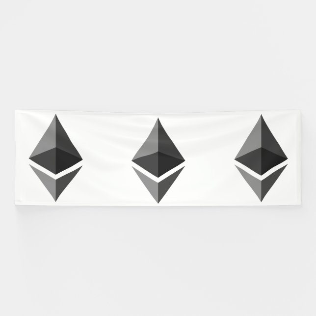 Bannière vinyle 4x12 icône grise Ethereum (Horizontal)