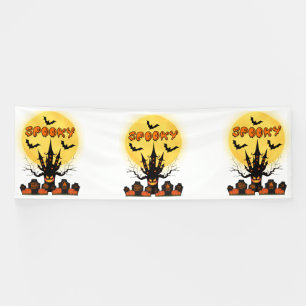 Bannière vinyle 4x12 pour lune d'Halloween effraya