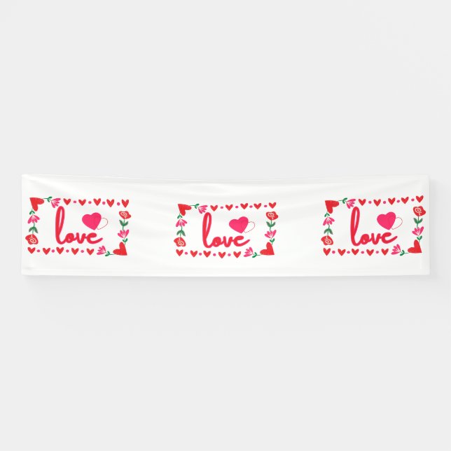 Bannière vinyle "J'aime la Saint-Valentin" 2,5x10 (Horizontal)