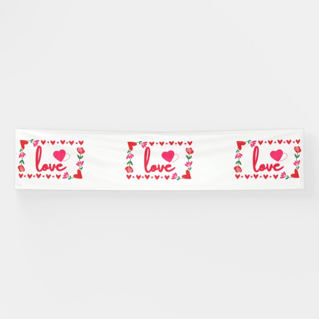 Bannière vinyle "J'aime la Saint-Valentin" 2,5x12 (Horizontal)