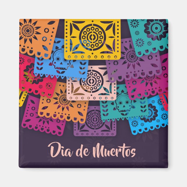 Bannières colorées Dia de Muertos | Magnet (Devant)