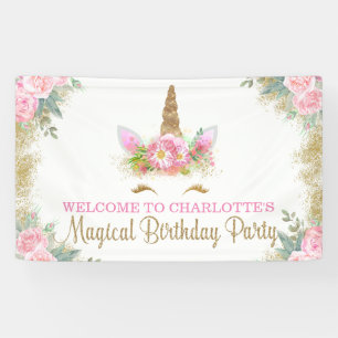Bannières d'anniversaire de licorne mignonne visag