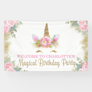 Bannières d'anniversaire de licorne mignonne visag