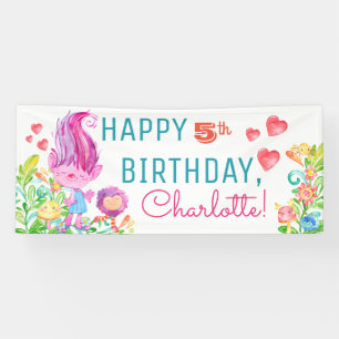 Bannières d'anniversaire de Troll Mignon