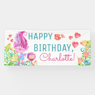 Bannières d'anniversaire de Troll Mignon