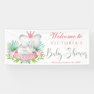 Bannières de Baby Shower éléphant fille