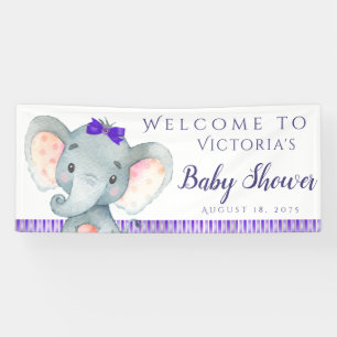 Bannières de Baby Shower éléphant violet pour fill