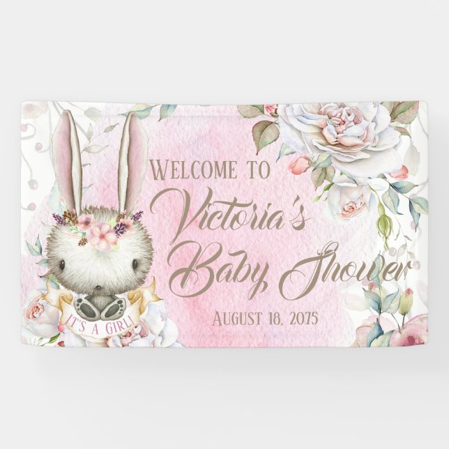 Bannières de Baby Shower Lapin de Garçon ou Fille (Horizontal)