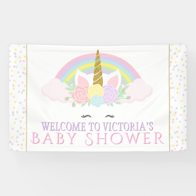 Bannières de Baby Shower Licorne Arc-en-Ciel (Horizontal)