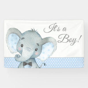 Bannières de Baby Shower pour Garçon Éléphant