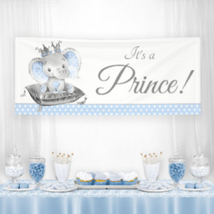 Bannières de Baby Shower Prince Éléphant Garçon