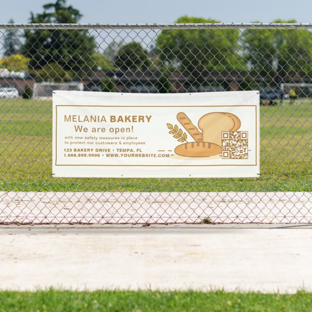 Bannières de boulangerie avec code QR | (En situation)