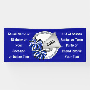 Bannières de Cheerleading en bleu, blanc et gris 