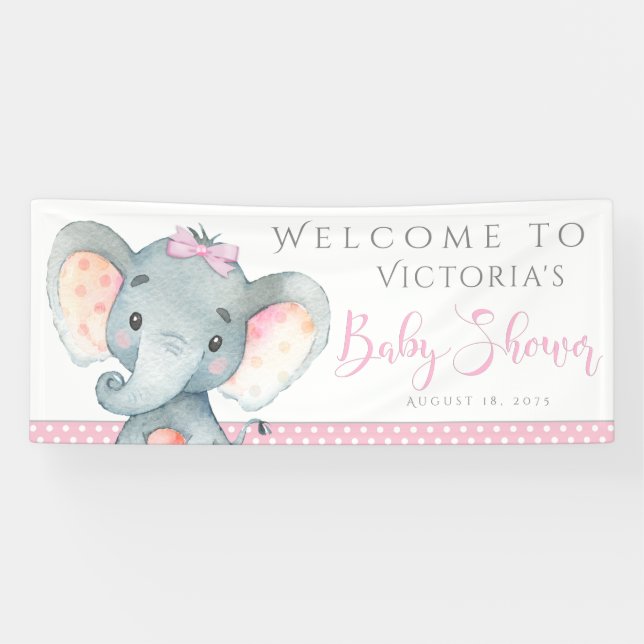 Bannières de fête prénatale éléphant adorable pour (Horizontal)