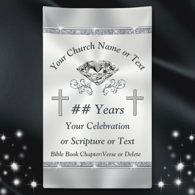 Bannières Verticales en Vinyle pour n'importe quel (Christian Wedding Banner. Diamond Wedding Banner. Diamond themed wedding. Church Celebration Ideas.)