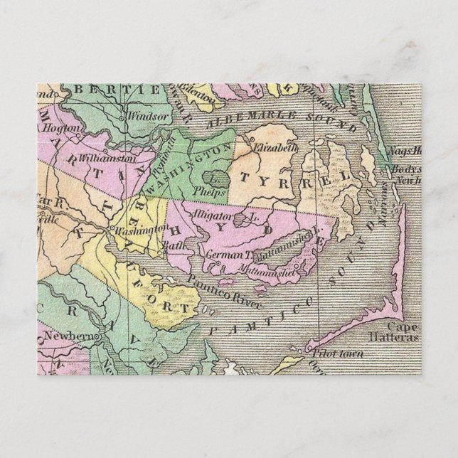 Banques extérieures et carte de la Caroline du Nor (Devant)