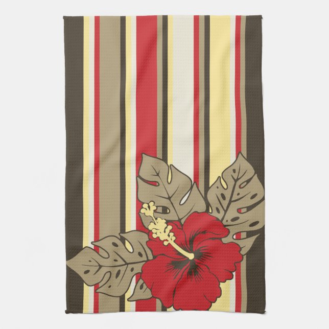 Banzai Beach Hawaiian Hibiscus Serviette de cuisin (Vertical)
