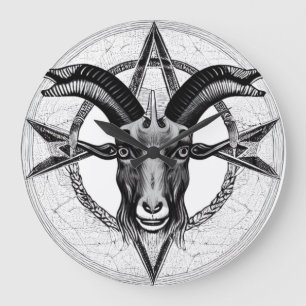 Baphomet Monochrome Tête de chèvre Horloge