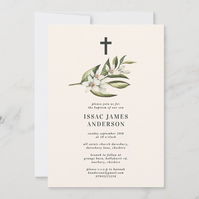 Baptême à fleurs blanches et à fleurs de feuillage (Devant)