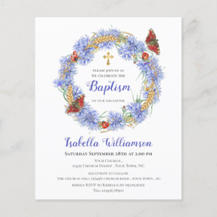 Baptême à petit budget Invitation Fleur Sauvage Bl