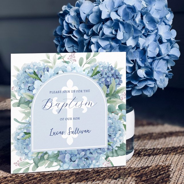 Baptême Arc Hydrangea Invitation (Créateur téléchargé)