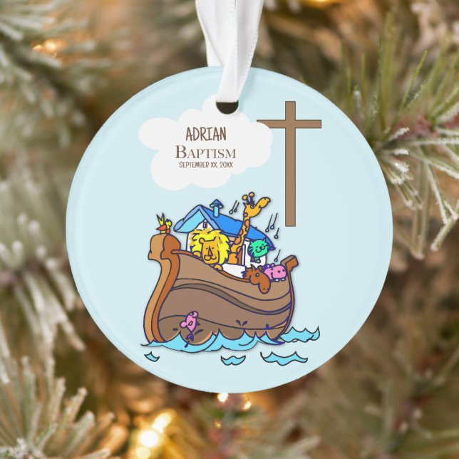 Baptême Arche du garçon Noah, mignons animaux Pers (Arbre)