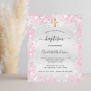 Baptême argent rose fille parties scintillant budg