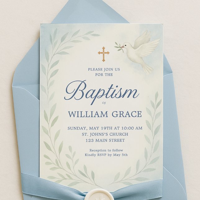 Baptême botanique bleu Invitation avec colombe (blue-baptism-invitation-envelope-flatlay-boy-botanical-william.png)