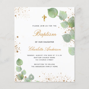 Baptême budget eucalyptus or invitation