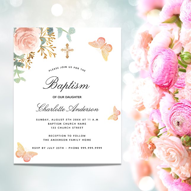Baptême budget eucalyptus rose papillon floral (Créateur téléchargé)
