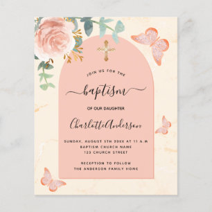 Baptême Budget eucalyptus rose papillons floraux