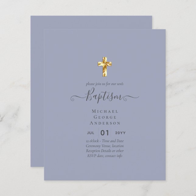 Baptême BUDGÉTAIRE Christening Communion INVITATIO (Devant / Derrière)
