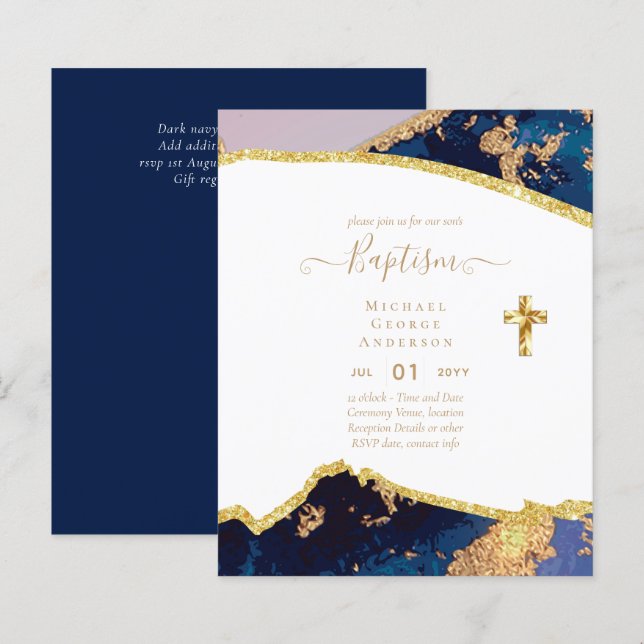 Baptême BUDGÉTAIRE Christening Communion INVITATIO (Devant / Derrière)