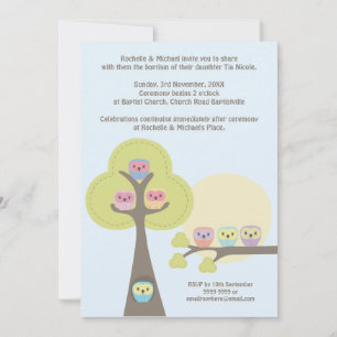 Baptême Cérémonie de baptême Cute Ows Invitation